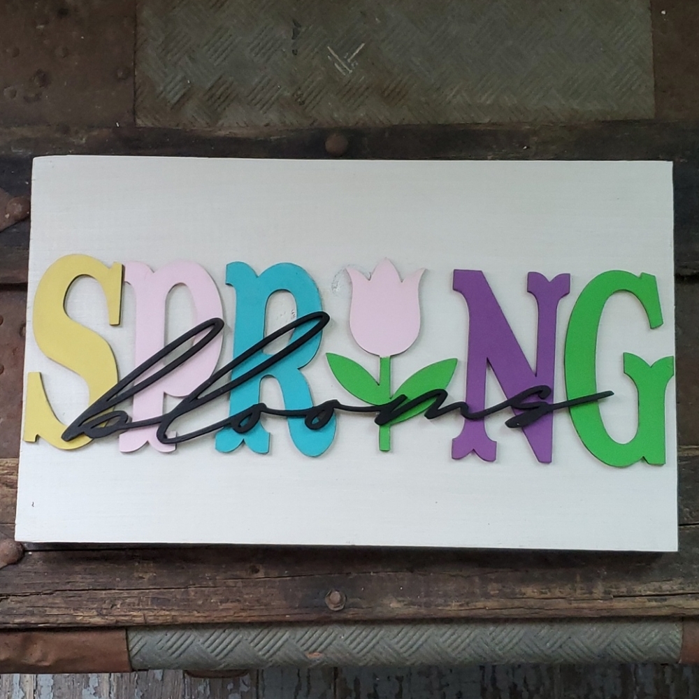 Solid wood spring porch sign